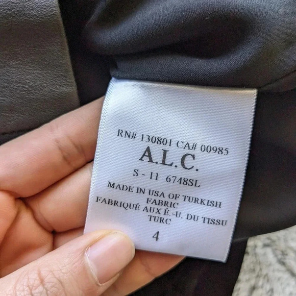 NEW A.L.C. Leather Suede Patchwork Black Dress Midi Sheath Dress Size 4 - Picture 9 of 9